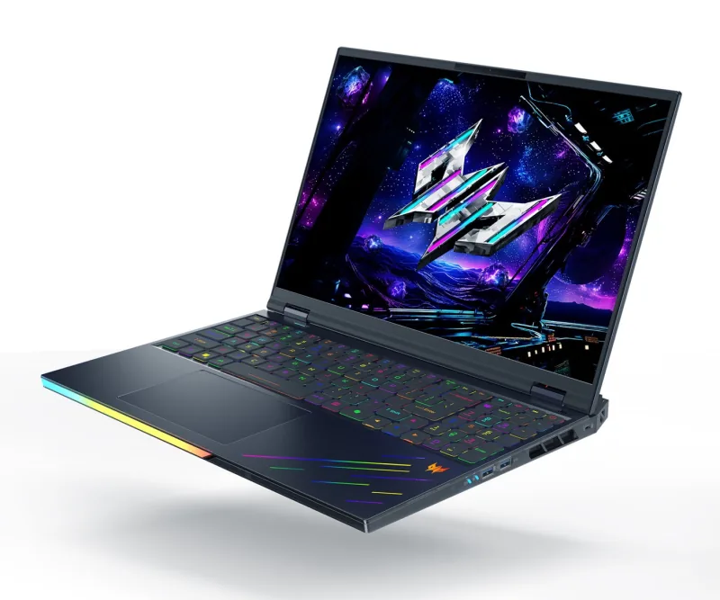 Acer Predator Helios 16 AI (2025) gaming laptop shown open from the front