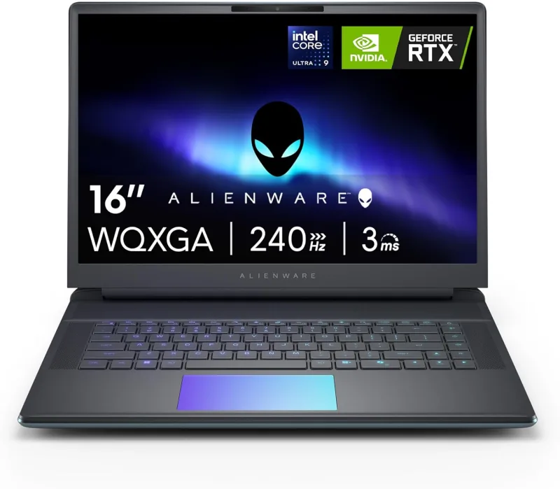 Alienware 16 Area-51 gaming laptop shown open from the front