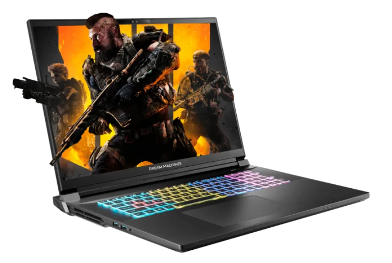 Dream Machines RX5080 / RX5090-18 gaming laptop shown open from the front