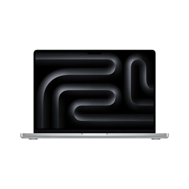 Silver Apple MacBook Pro 14-inch with M4 Pro shown open from the front