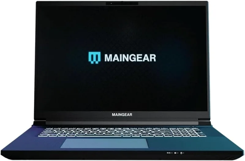 MAINGEAR Ultima 18 gaming laptop shown open from the front